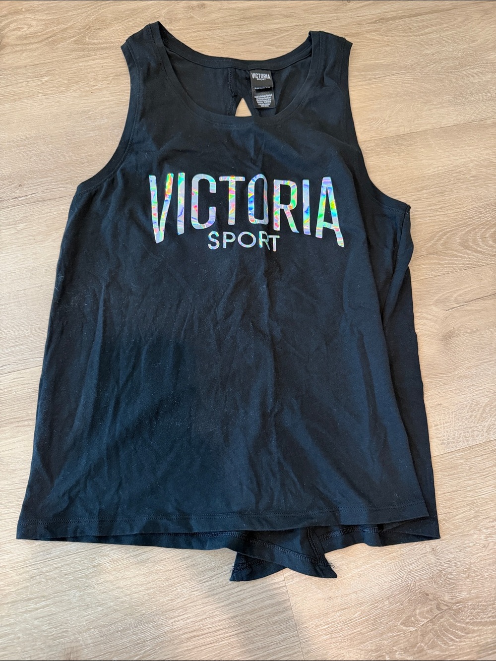 Victoria's Secret Sport Black Tank Top with Iridescent Logo